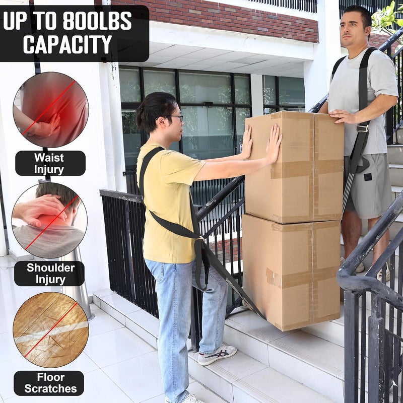 MOZETO Anti-Slip Lifting Straps, 2-Person Shoulder Lifting System for Moving Furniture, Appliances, Mattresses, Heavy Objects up to 800lbs - Image 2